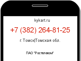 Информация о номере телефона +7 (382) 264-81-25: регион, оператор