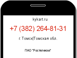 Информация о номере телефона +7 (382) 264-81-31: регион, оператор