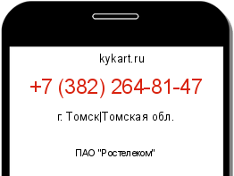Информация о номере телефона +7 (382) 264-81-47: регион, оператор