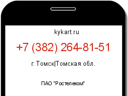 Информация о номере телефона +7 (382) 264-81-51: регион, оператор