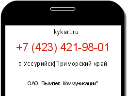 Информация о номере телефона +7 (423) 421-98-01: регион, оператор