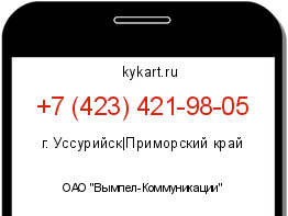 Информация о номере телефона +7 (423) 421-98-05: регион, оператор