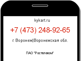 Информация о номере телефона +7 (473) 248-92-65: регион, оператор