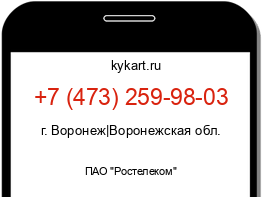 Информация о номере телефона +7 (473) 259-98-03: регион, оператор