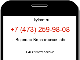 Информация о номере телефона +7 (473) 259-98-08: регион, оператор