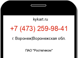 Информация о номере телефона +7 (473) 259-98-41: регион, оператор