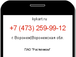 Информация о номере телефона +7 (473) 259-99-12: регион, оператор