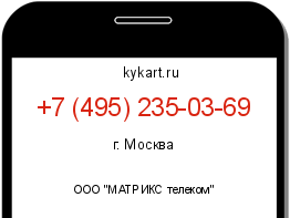 Информация о номере телефона +7 (495) 235-03-69: регион, оператор