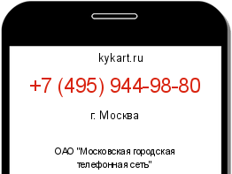 Информация о номере телефона +7 (495) 944-98-80: регион, оператор