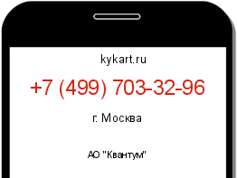 Информация о номере телефона +7 (499) 703-32-96: регион, оператор