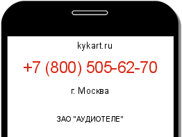 Информация о номере телефона +7 (800) 505-62-70: регион, оператор