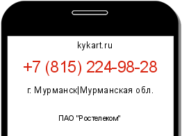 Информация о номере телефона +7 (815) 224-98-28: регион, оператор