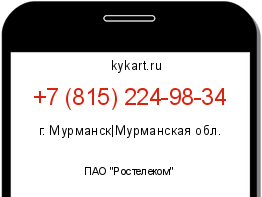 Информация о номере телефона +7 (815) 224-98-34: регион, оператор