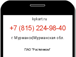 Информация о номере телефона +7 (815) 224-98-40: регион, оператор