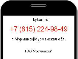 Информация о номере телефона +7 (815) 224-98-49: регион, оператор