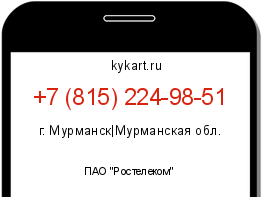Информация о номере телефона +7 (815) 224-98-51: регион, оператор
