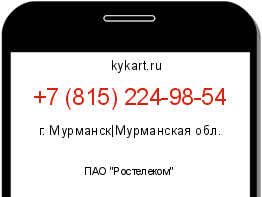 Информация о номере телефона +7 (815) 224-98-54: регион, оператор