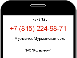 Информация о номере телефона +7 (815) 224-98-71: регион, оператор