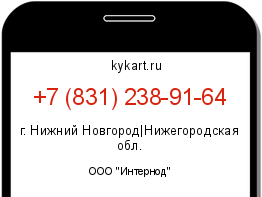 Информация о номере телефона +7 (831) 238-91-64: регион, оператор