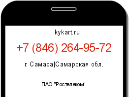 Информация о номере телефона +7 (846) 264-95-72: регион, оператор