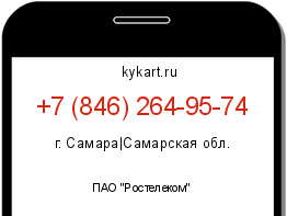 Информация о номере телефона +7 (846) 264-95-74: регион, оператор