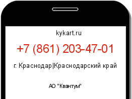 Информация о номере телефона +7 (861) 203-47-01: регион, оператор