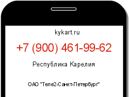 Информация о номере телефона +7 (900) 461-99-62: регион, оператор