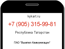 Информация о номере телефона +7 (905) 315-99-81: регион, оператор