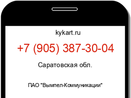 Информация о номере телефона +7 (905) 387-30-04: регион, оператор