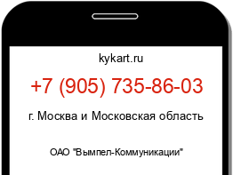 Информация о номере телефона +7 (905) 735-86-03: регион, оператор