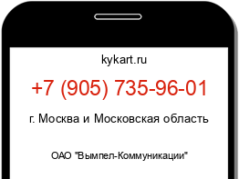 Информация о номере телефона +7 (905) 735-96-01: регион, оператор