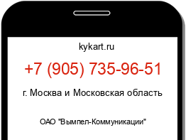 Информация о номере телефона +7 (905) 735-96-51: регион, оператор
