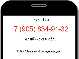 Информация о номере телефона +7 (905) 834-91-32: регион, оператор