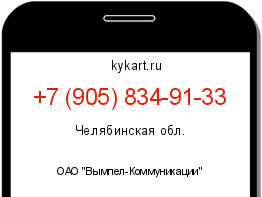 Информация о номере телефона +7 (905) 834-91-33: регион, оператор