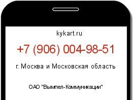 Информация о номере телефона +7 (906) 004-98-51: регион, оператор