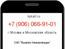 Информация о номере телефона +7 (906) 066-91-01: регион, оператор