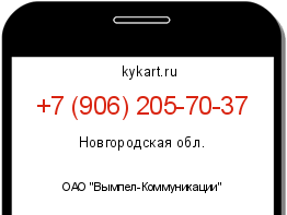Информация о номере телефона +7 (906) 205-70-37: регион, оператор
