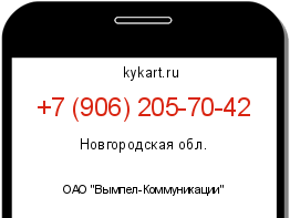 Информация о номере телефона +7 (906) 205-70-42: регион, оператор
