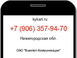 Информация о номере телефона +7 (906) 357-94-70: регион, оператор