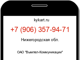 Информация о номере телефона +7 (906) 357-94-71: регион, оператор