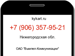 Информация о номере телефона +7 (906) 357-95-21: регион, оператор