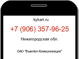 Информация о номере телефона +7 (906) 357-96-25: регион, оператор