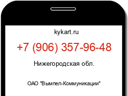 Информация о номере телефона +7 (906) 357-96-48: регион, оператор