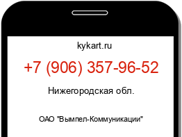 Информация о номере телефона +7 (906) 357-96-52: регион, оператор