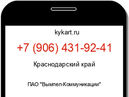 Информация о номере телефона +7 (906) 431-92-41: регион, оператор