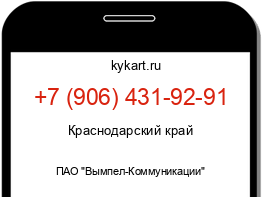 Информация о номере телефона +7 (906) 431-92-91: регион, оператор