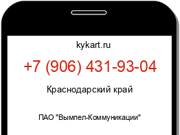 Информация о номере телефона +7 (906) 431-93-04: регион, оператор