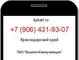 Информация о номере телефона +7 (906) 431-93-07: регион, оператор