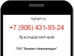 Информация о номере телефона +7 (906) 431-93-24: регион, оператор