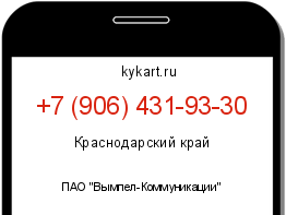 Информация о номере телефона +7 (906) 431-93-30: регион, оператор
